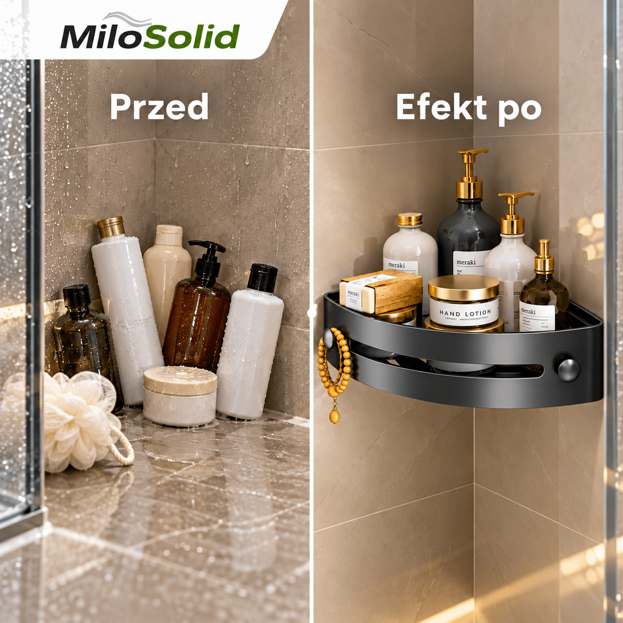 MiloSolid – Mocna półka łazienkowa, która zaprowadzi porządek